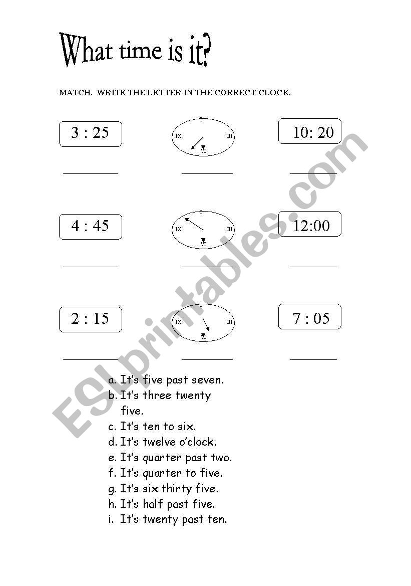 what time is it? worksheet