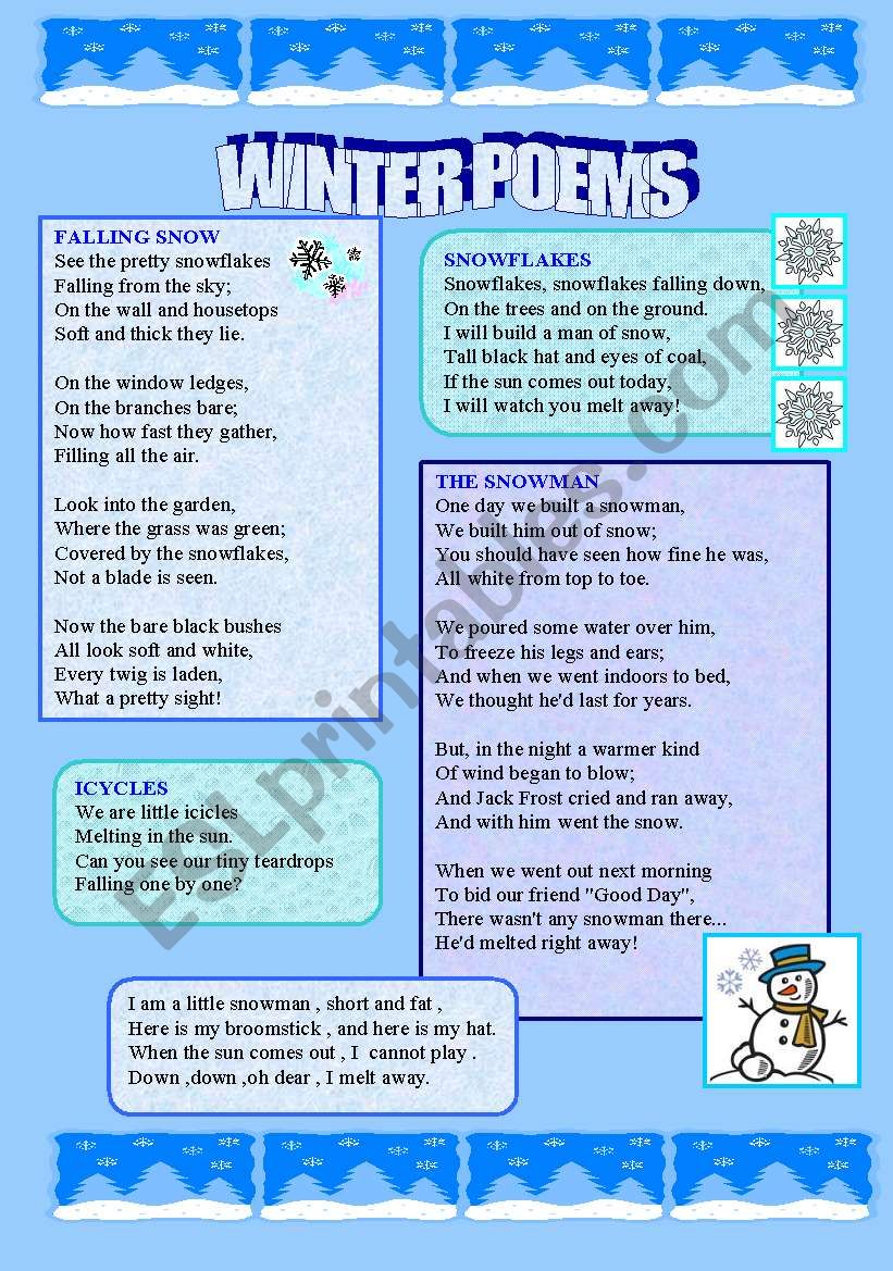 Winter Poems worksheet