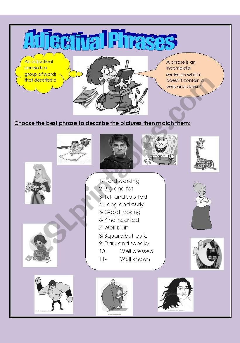 Adjectival Phrases Worksheets