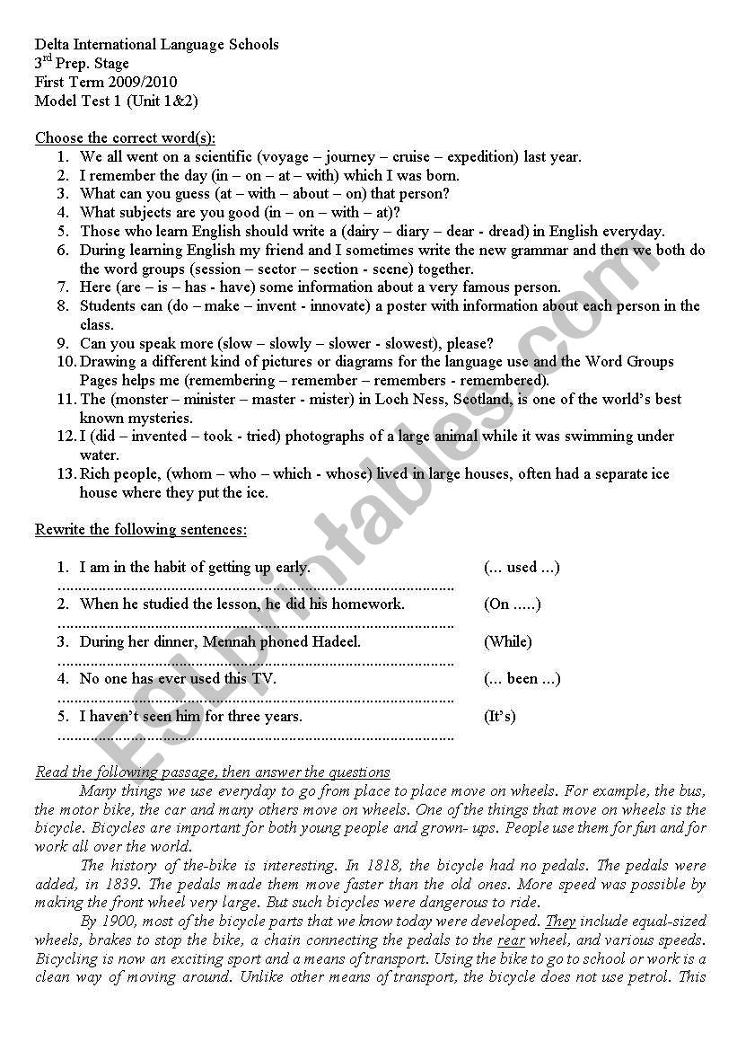 Test worksheet