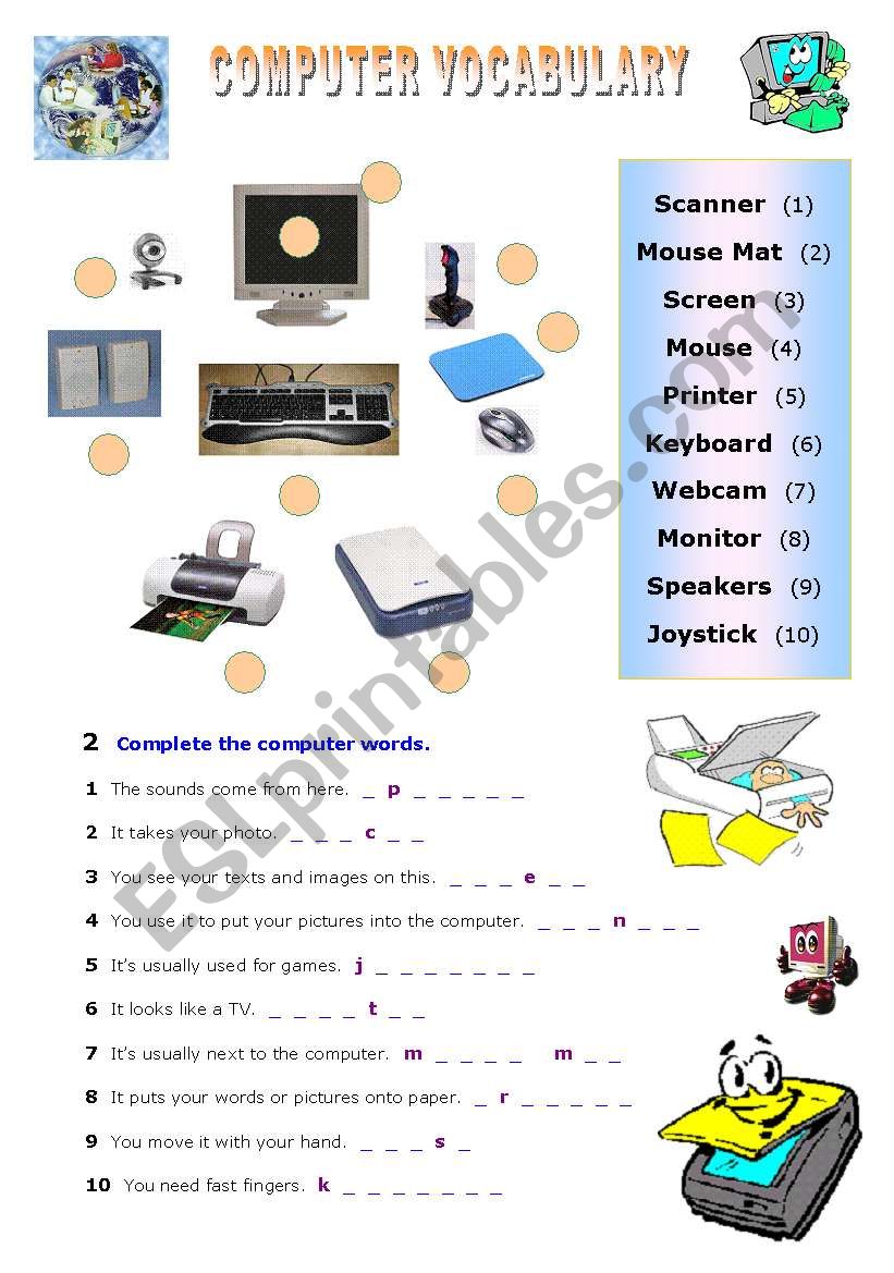 Computer vocabulary worksheet