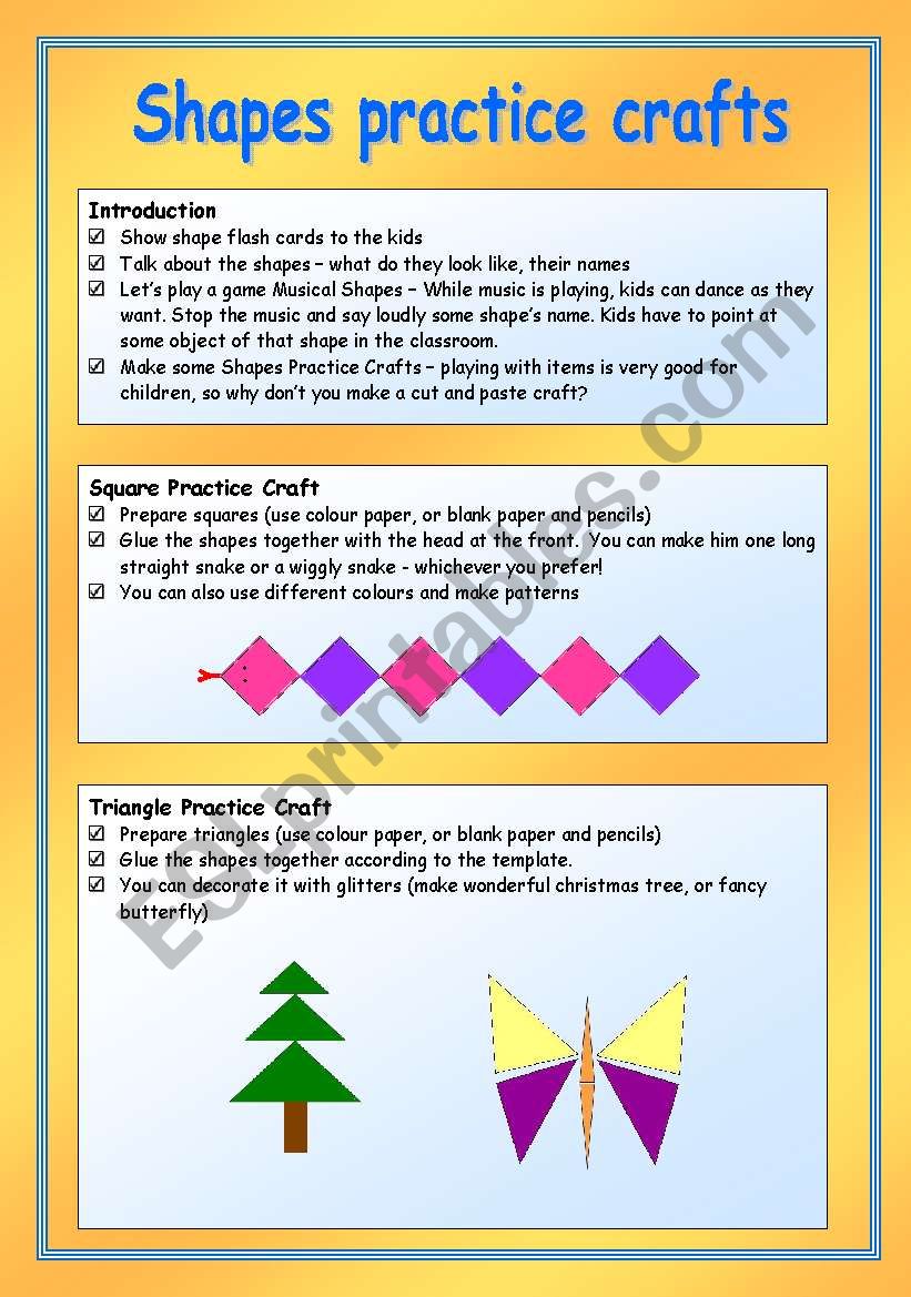 Shapes practice crafts worksheet
