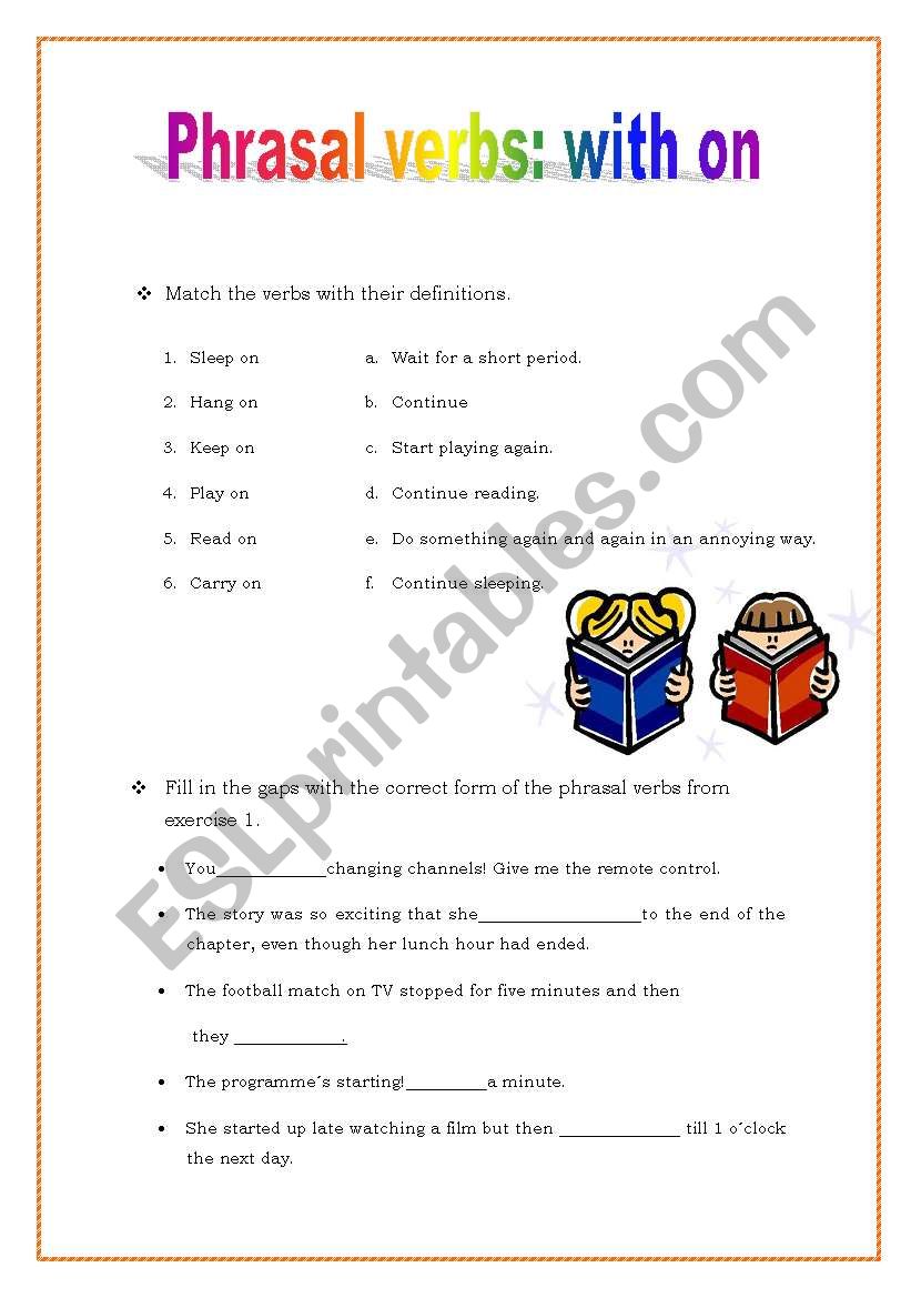 Phrasal verbs: with on worksheet