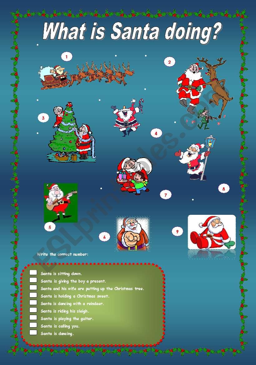 What is Santa doing? worksheet