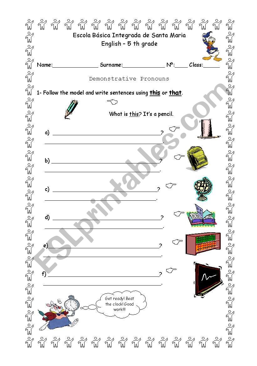 Demonstratives and classroom objects