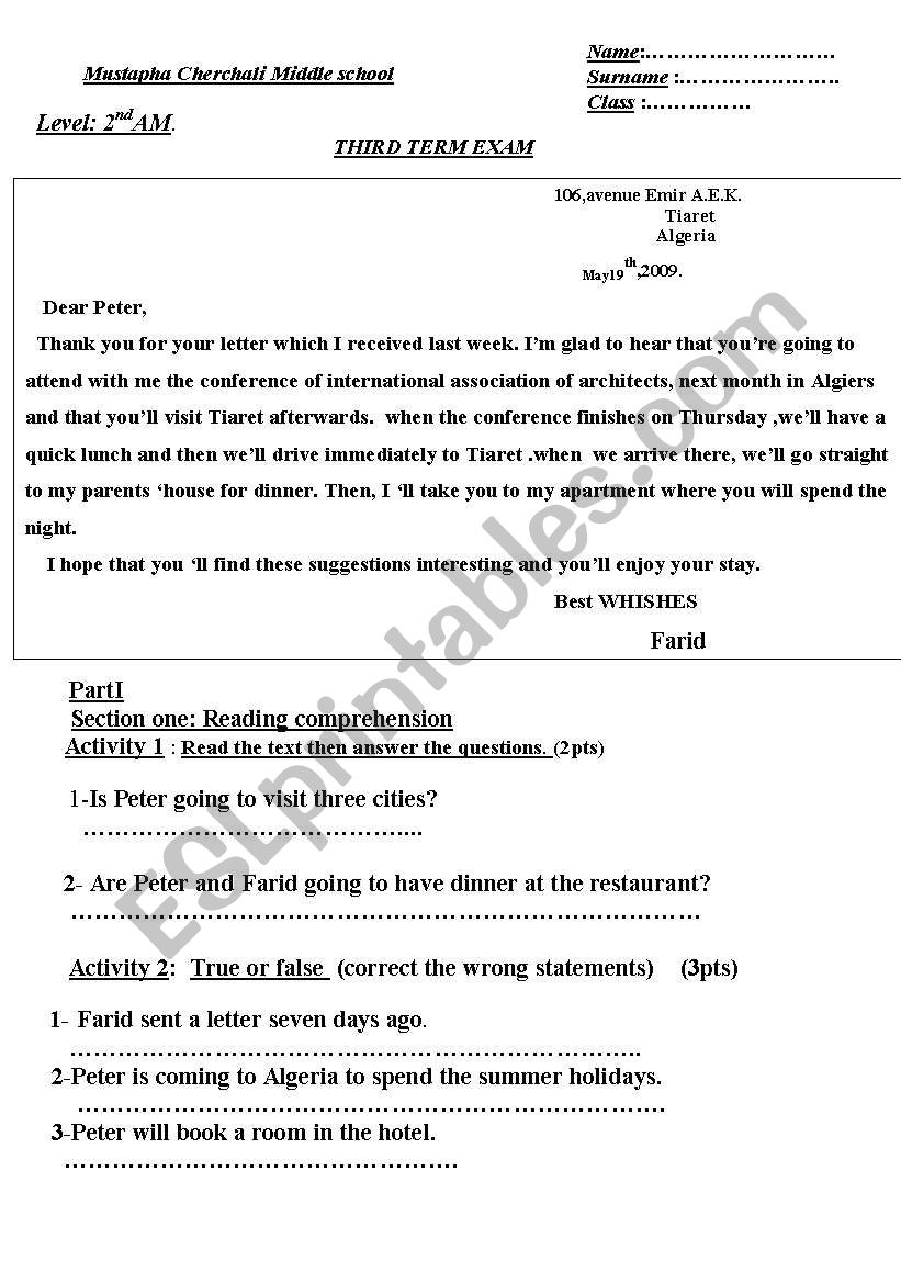 letter worksheet