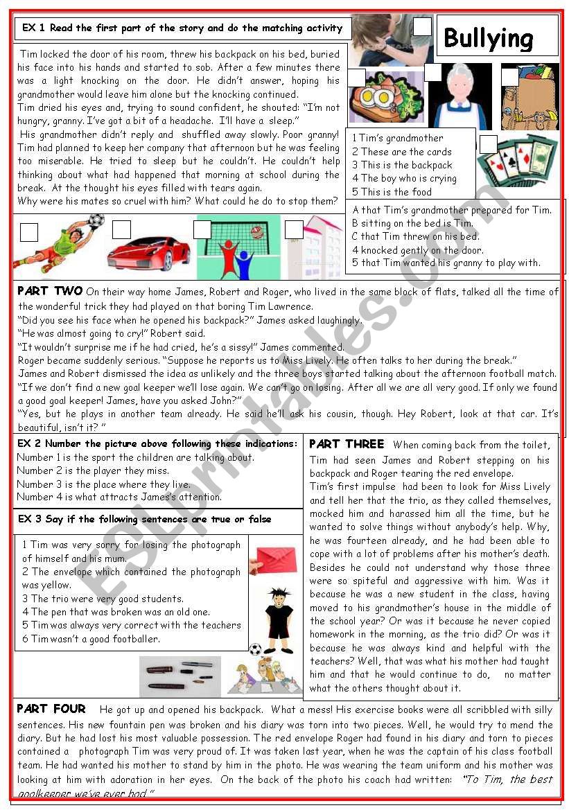 Bullying worksheet