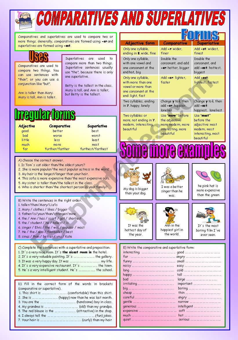 COMPARATIVES AND SUPERLATIVES worksheet