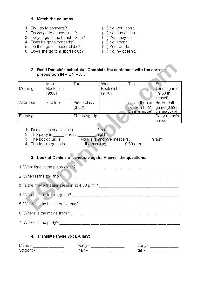 exercises 5 grade worksheet