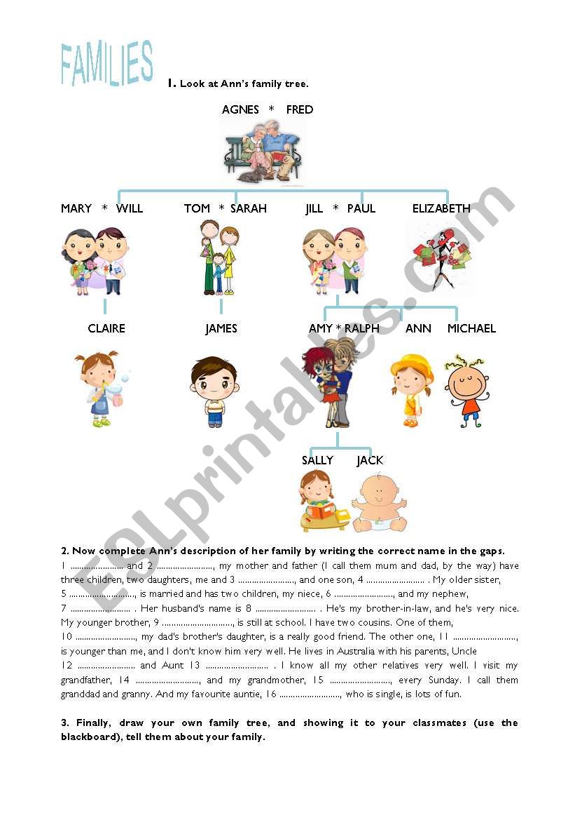 Families worksheet