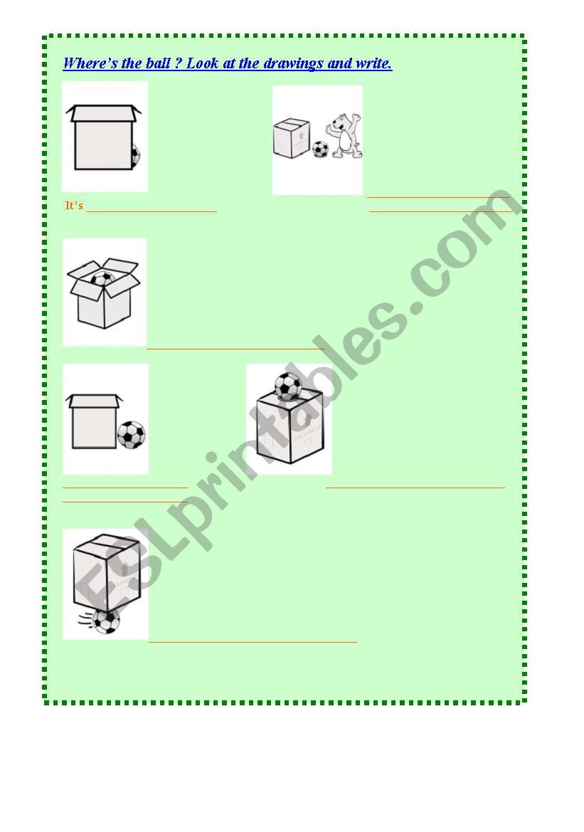 Prepositions of Place worksheet