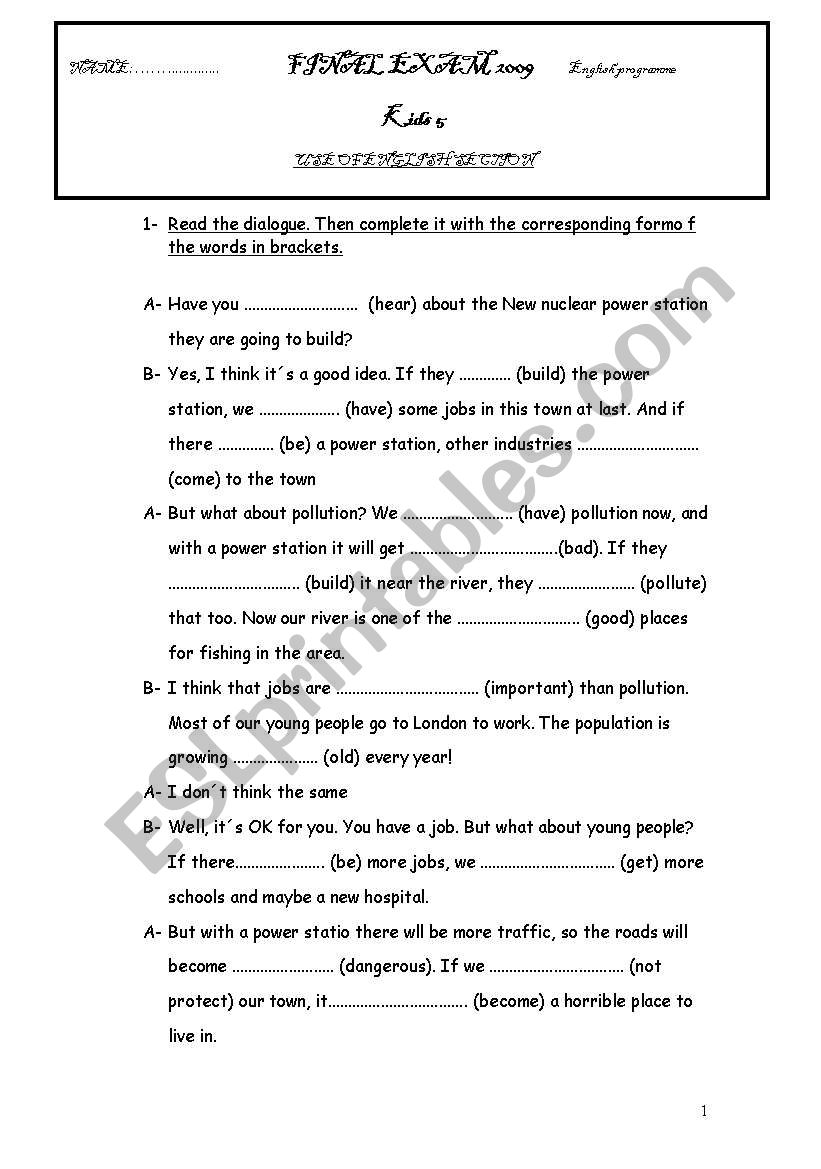 WRITTEN ACTIVITIES worksheet