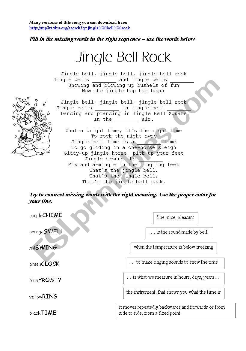 Jingle Bell Rock - ESL worksheet by Cassy