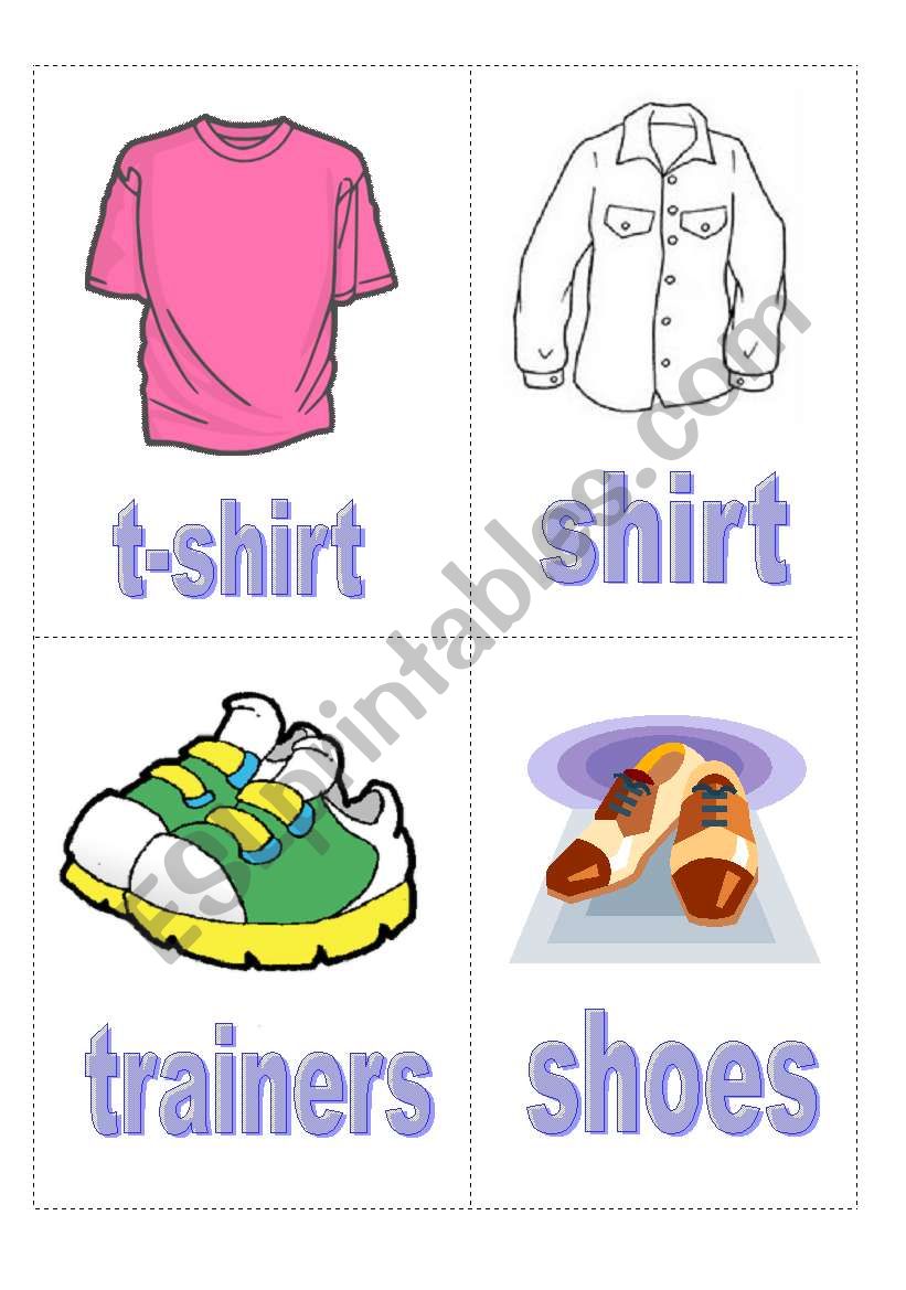 flashcards clothes 1 worksheet