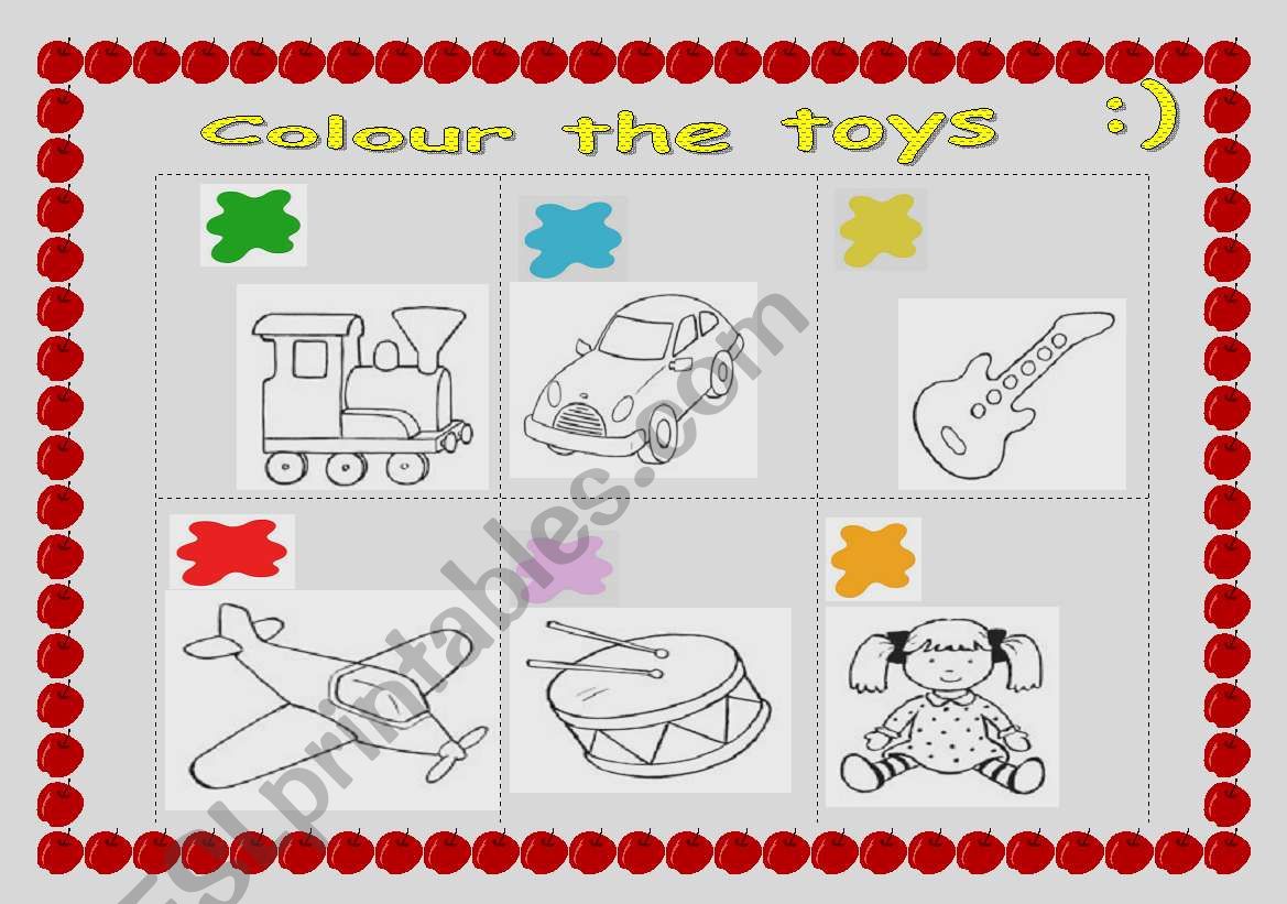 colour these toys worksheet