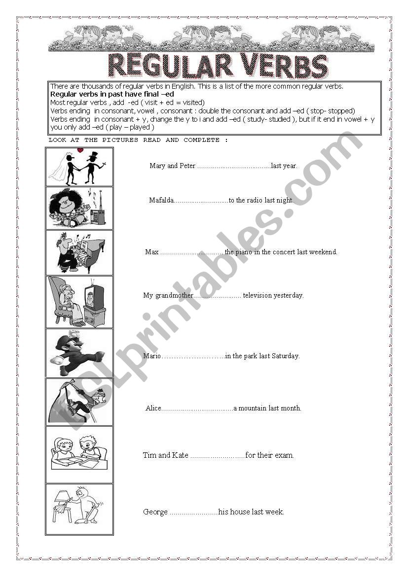 past tense with regular verbs esl worksheet by alemi