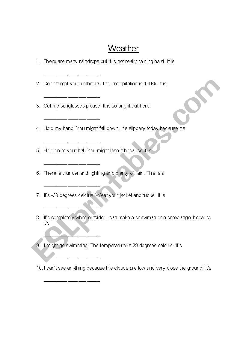 Weather worksheet