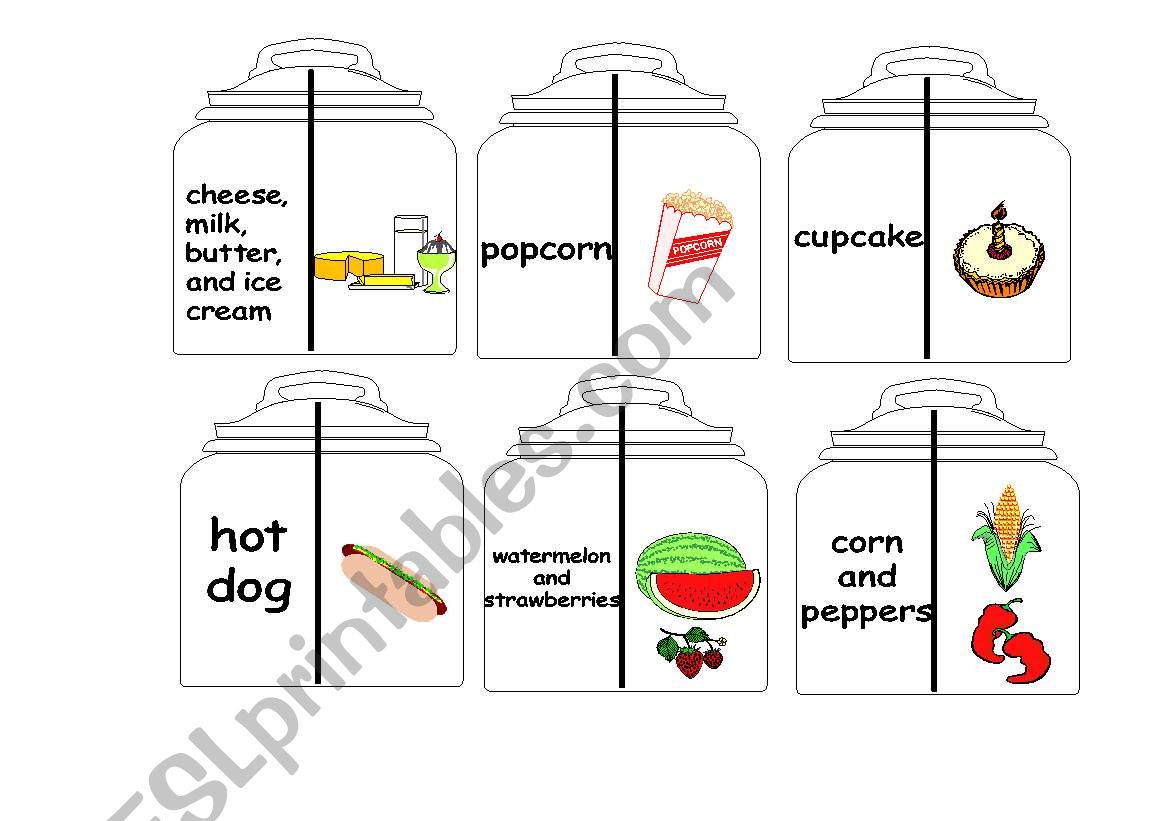 Food Jars - Matching Cards worksheet