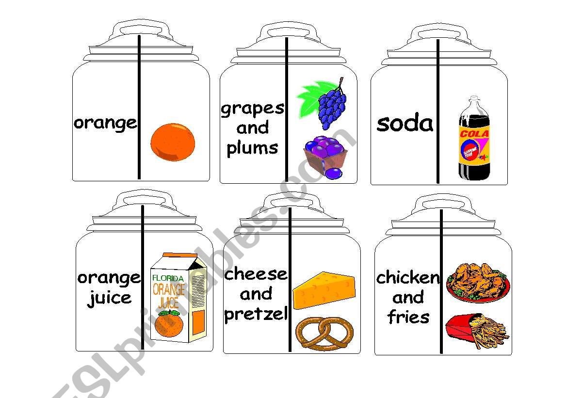 Food Jars - Matching Cards worksheet