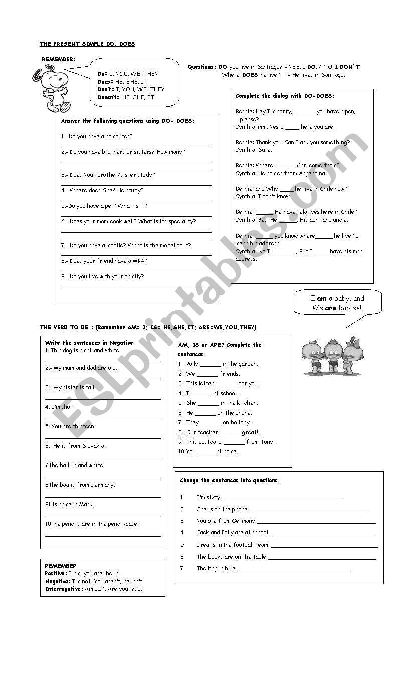 review of Do- Does and verb To Be