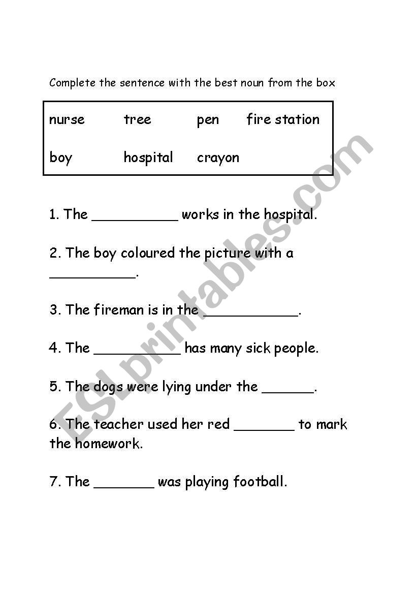 Nouns worksheet