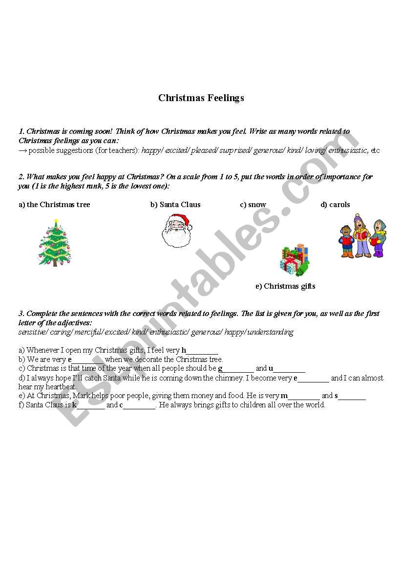 Christmas Feelings worksheet