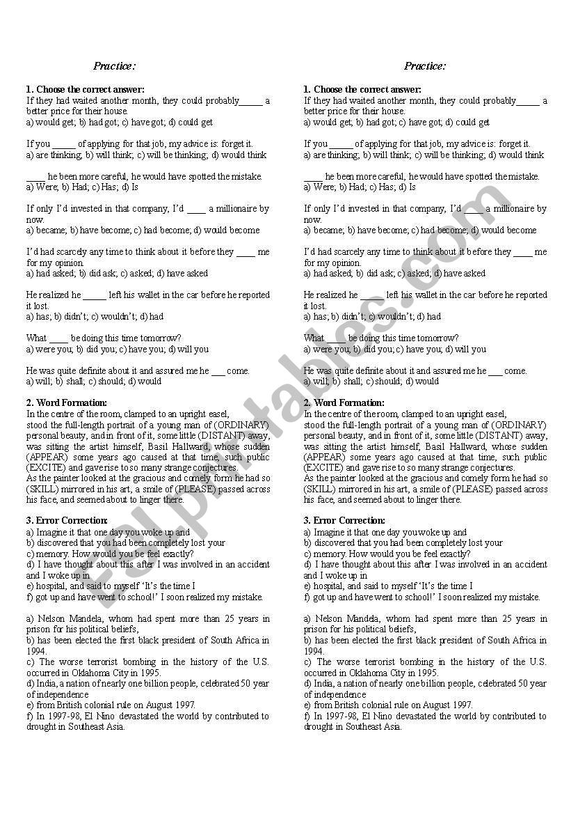 Vocabulary & Grammar Practice worksheet
