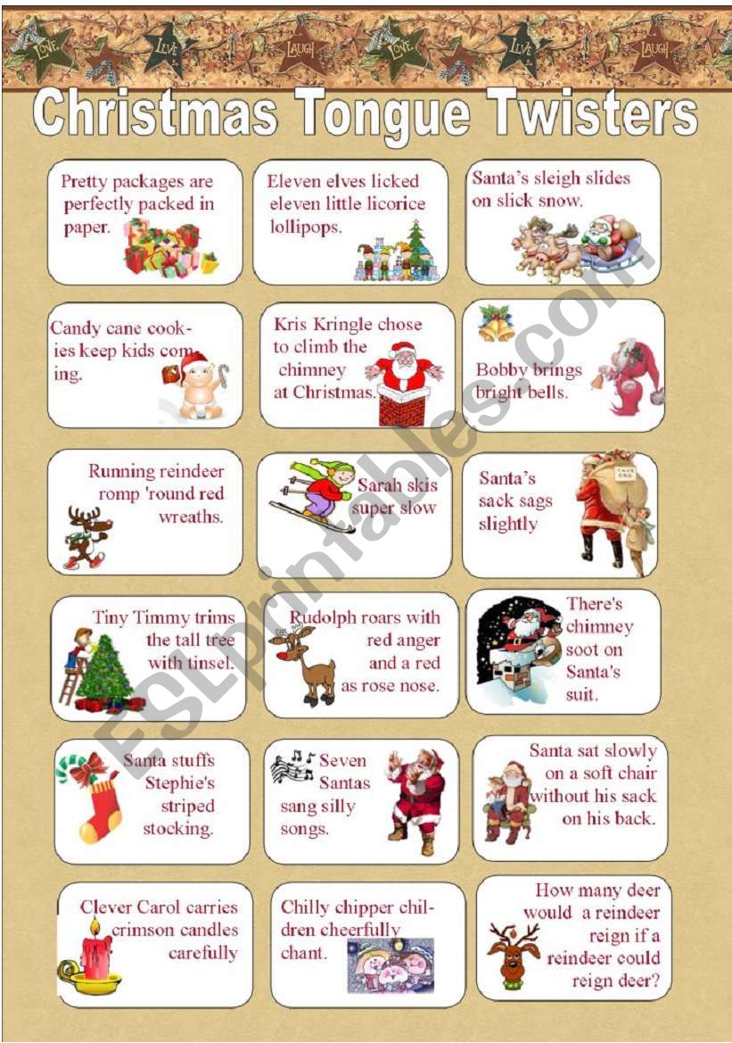 Christmas Tongue Twisters worksheet