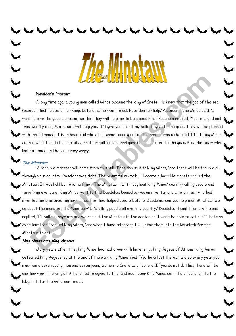 The Minotaur worksheet