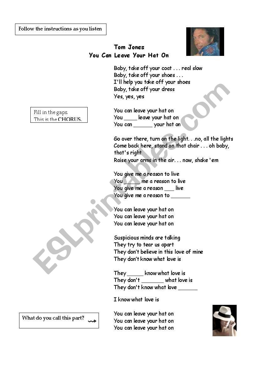 Phrasal Verbs with Tom Jones worksheet