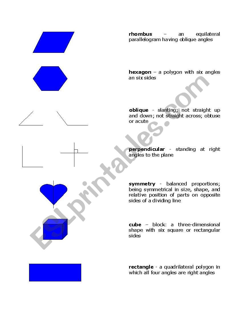Shapes, Angles, and Lines worksheet