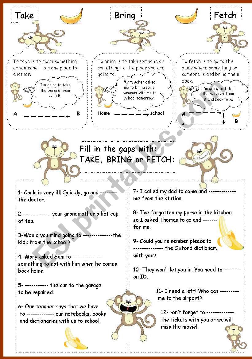 Take, bring or fetch? worksheet