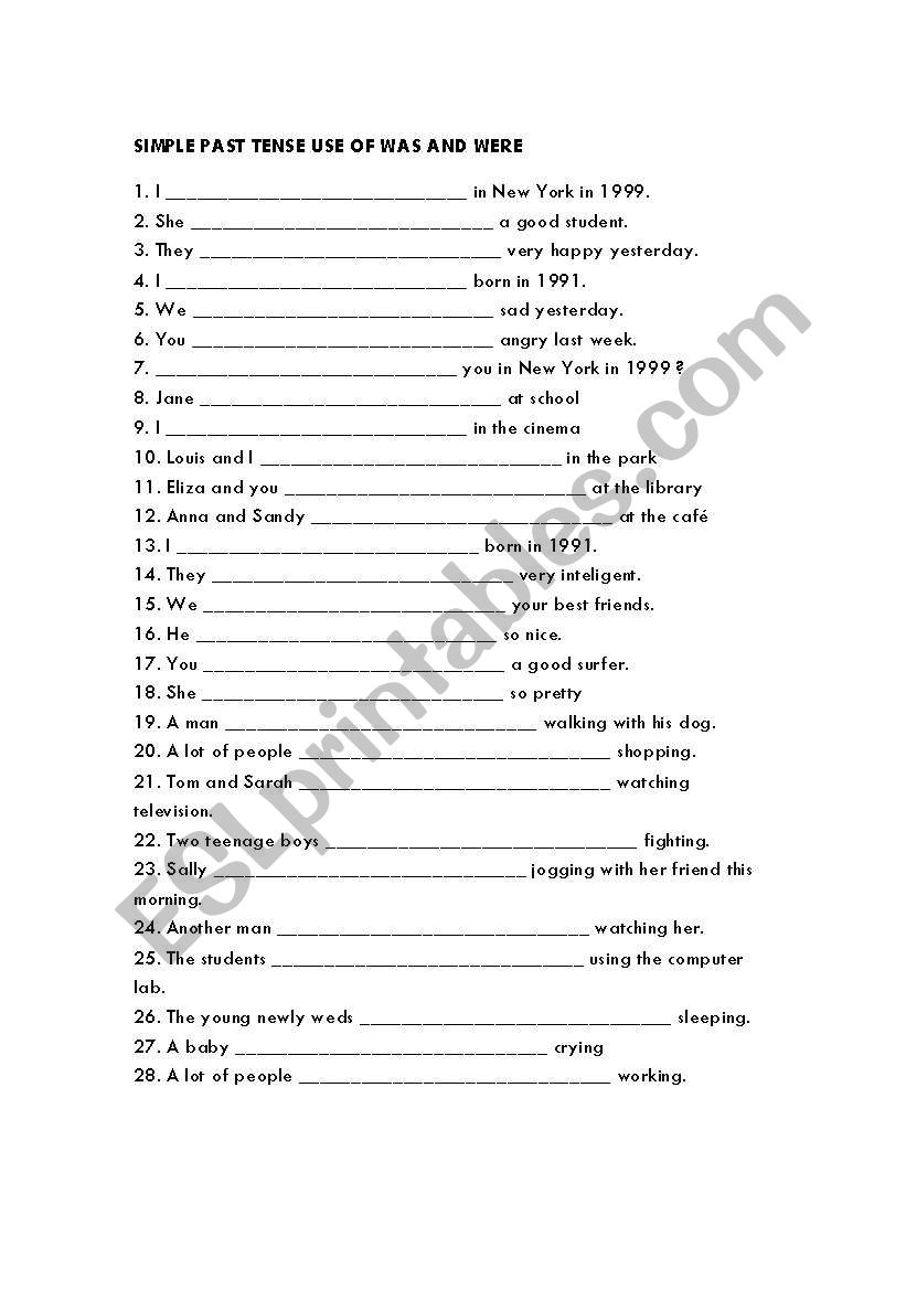 SIMPLE PAST TENSE worksheet