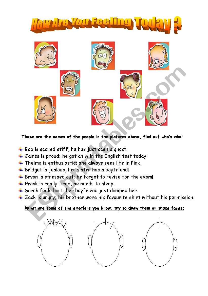 emotions  worksheet