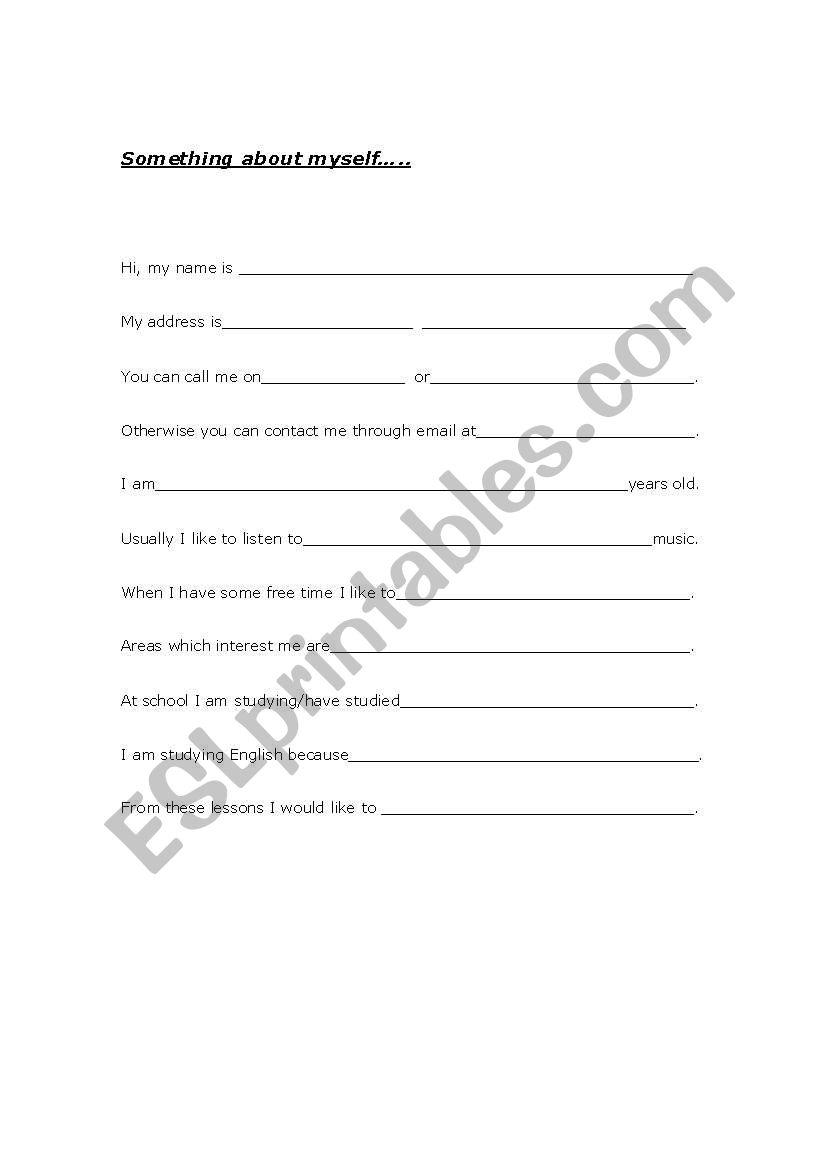 Getting to know your student worksheet