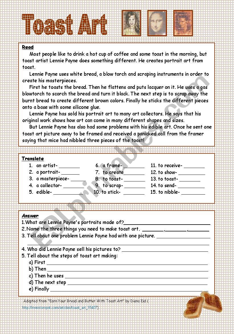 Toast Art worksheet