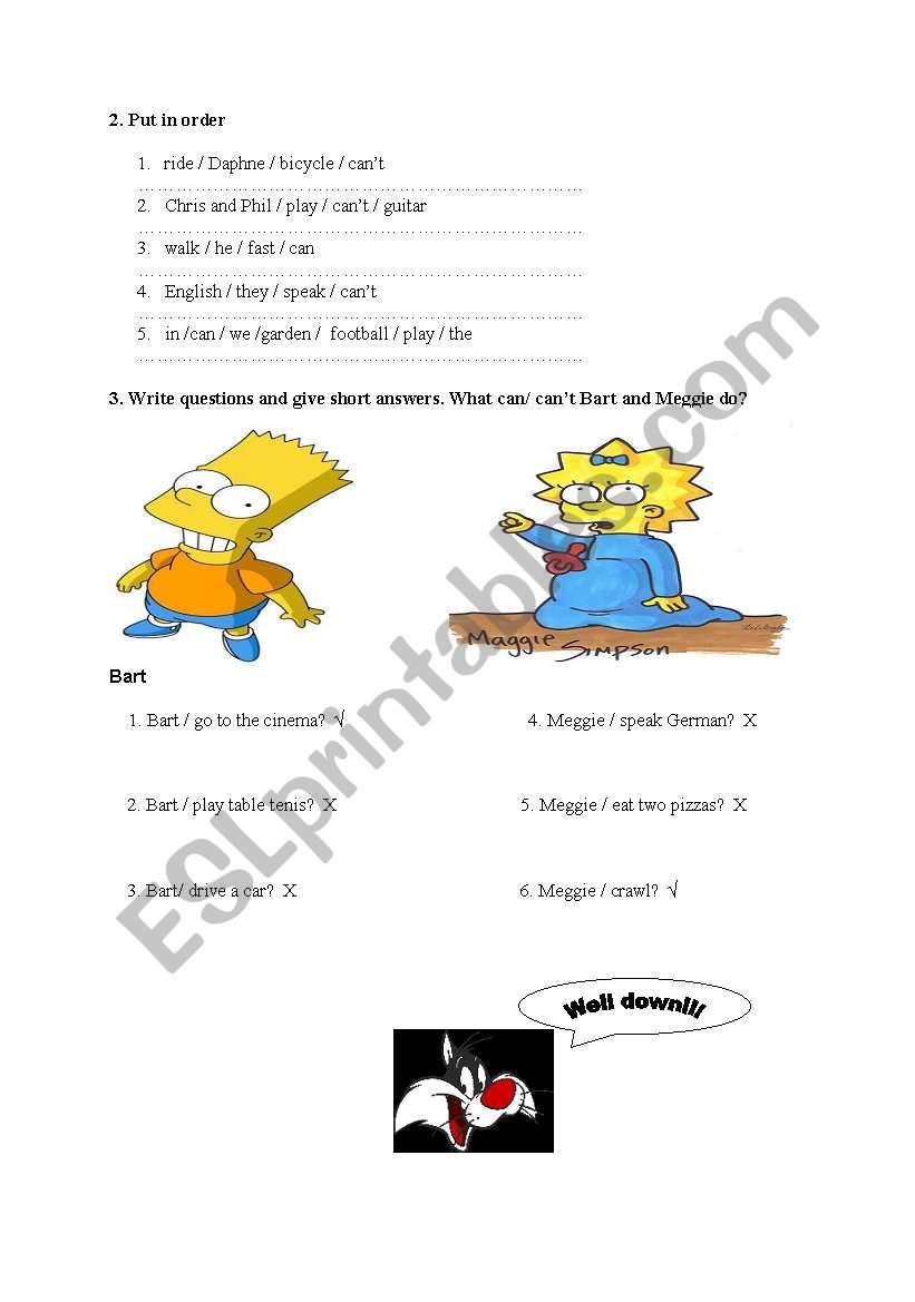 further activities for can worksheet