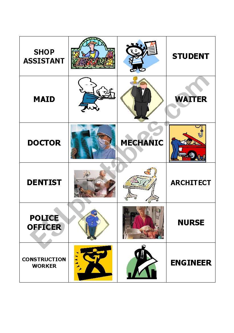 Memory Game - Jobs 1 worksheet