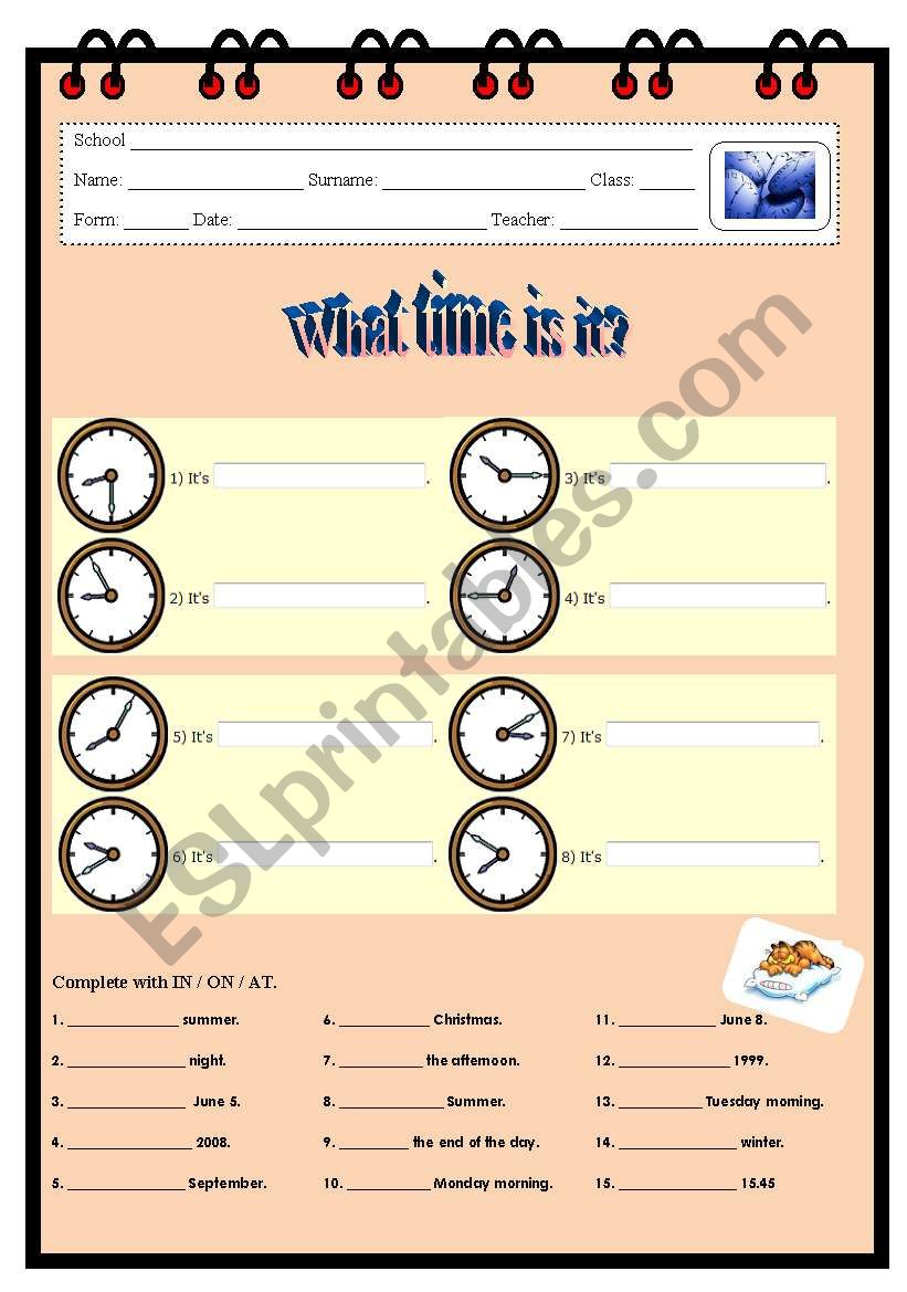 Telling the time worksheet