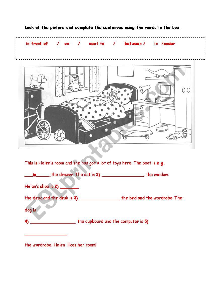 Preposition of place  worksheet