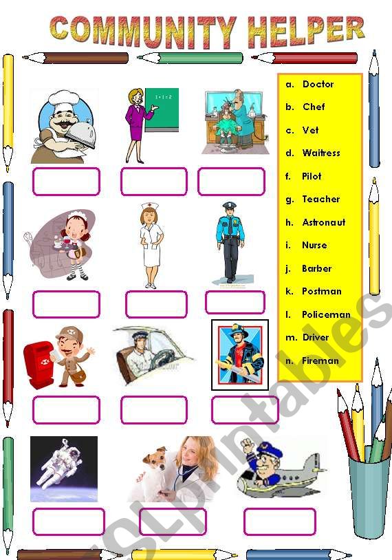 Community Helper ESL worksheet by eshilde