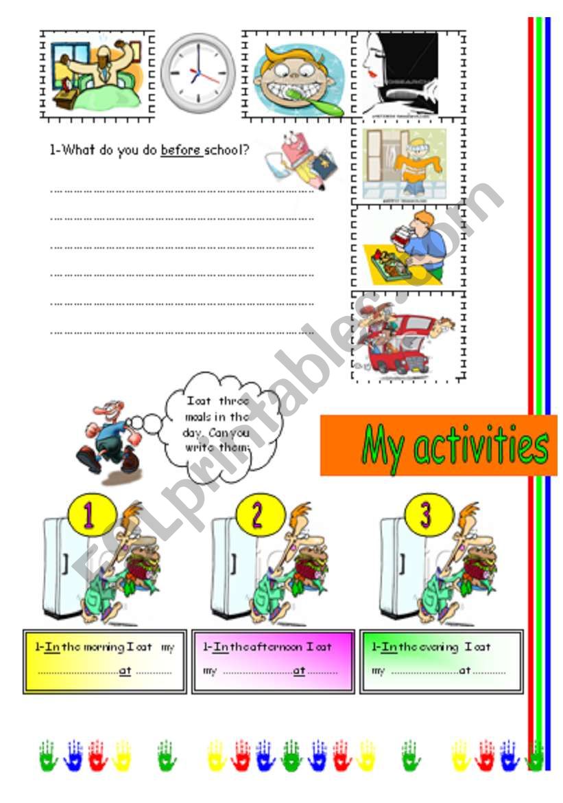 my activites worksheet