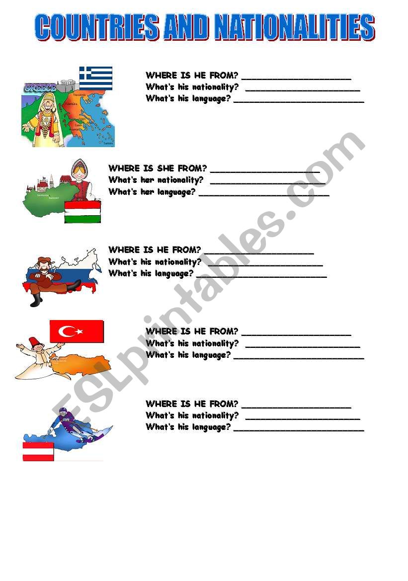 COUNTRIES, NATIONALITIES AND LANGUAGES 5/6 NEW