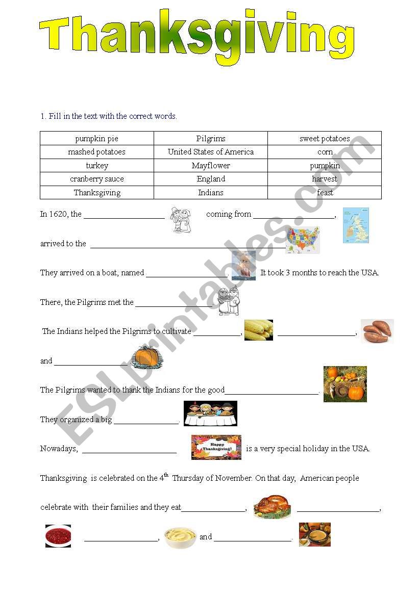 thanksgiving worksheet