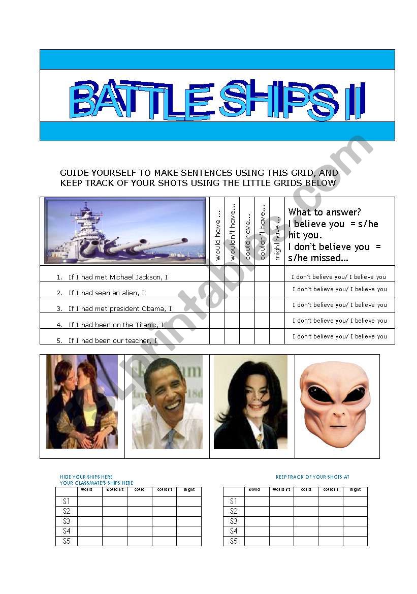 GAME BATTLESHIPS II worksheet