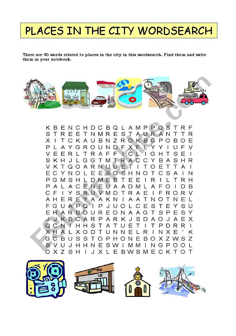 Places in the city worksheet