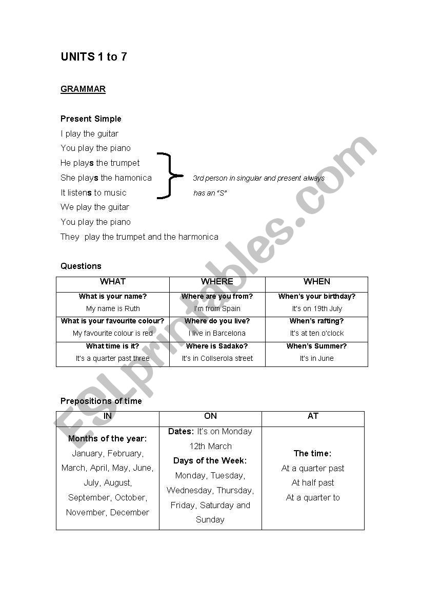 grammar worksheet