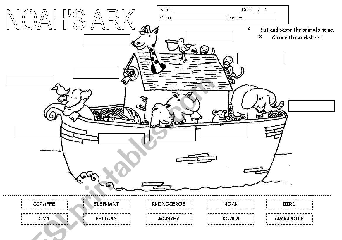 Noah S Ark Esl Worksheet By Sandraamaro