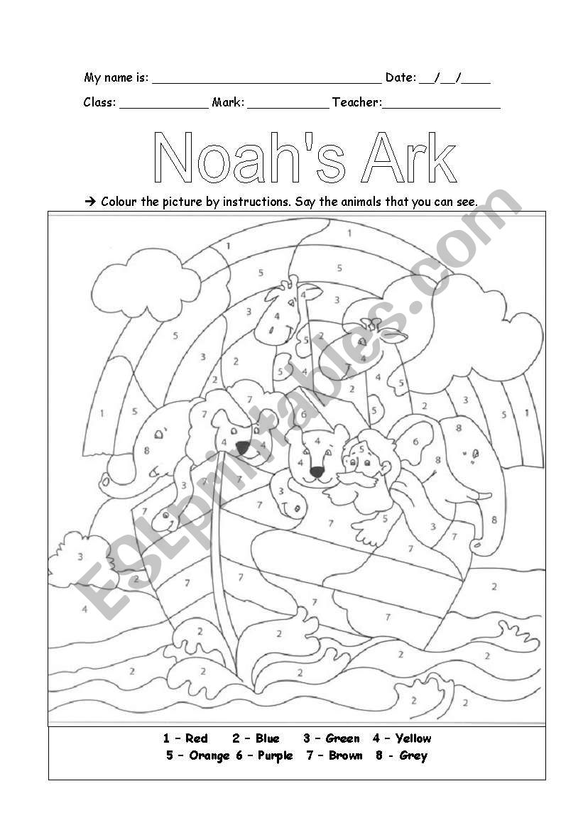 Noah S Ark Part 2 Esl Worksheet By Sandraamaro