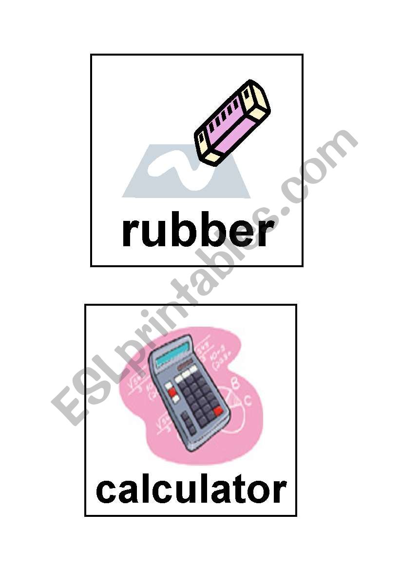 Flash-cards with school vocabulary - Part A